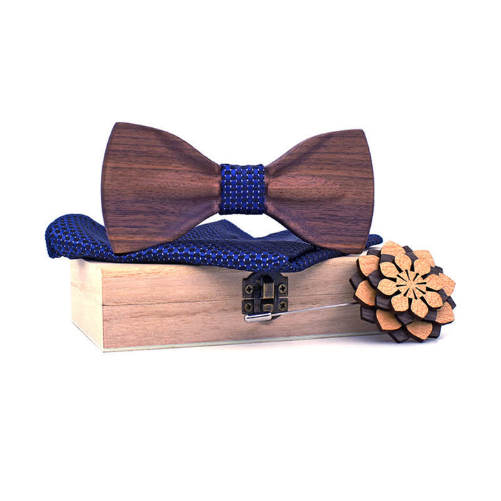 3Pcs Men's Decorative Natural Wooden Bow Tie Set