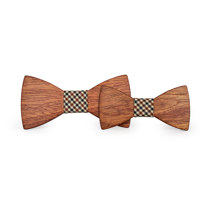 2Pcs Men's Parent-child Natural Solid Wooden Bow Tie Set