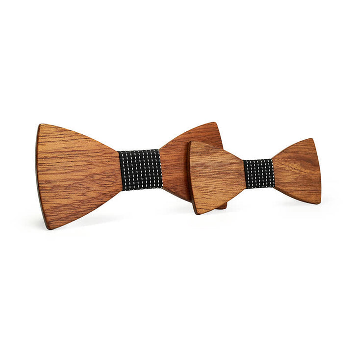 2Pcs Men's Parent-child Natural Solid Wooden Bow Tie Set