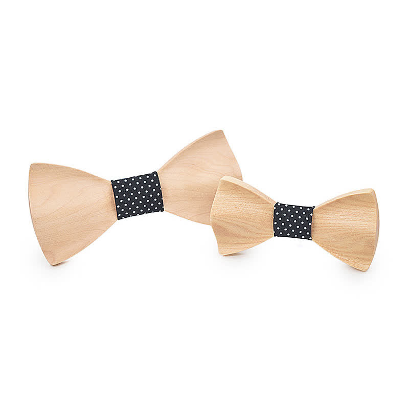 2Pcs Men's Parent-child Maple Wooden Bow Tie Set