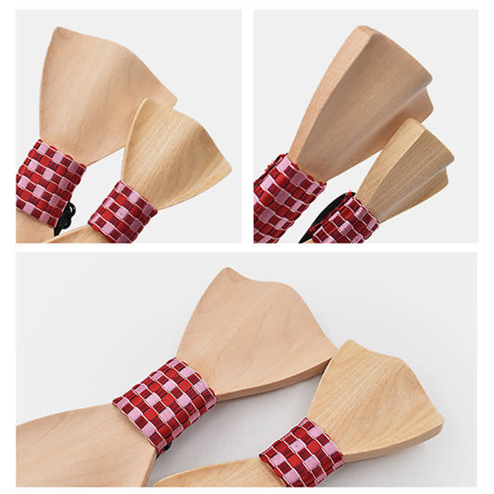 2Pcs Men's Parent-child Maple Wooden Bow Tie Set