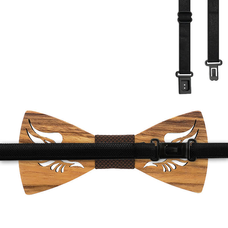 3Pcs Men's Hollow Angle Wings Wooden Bow Tie Set