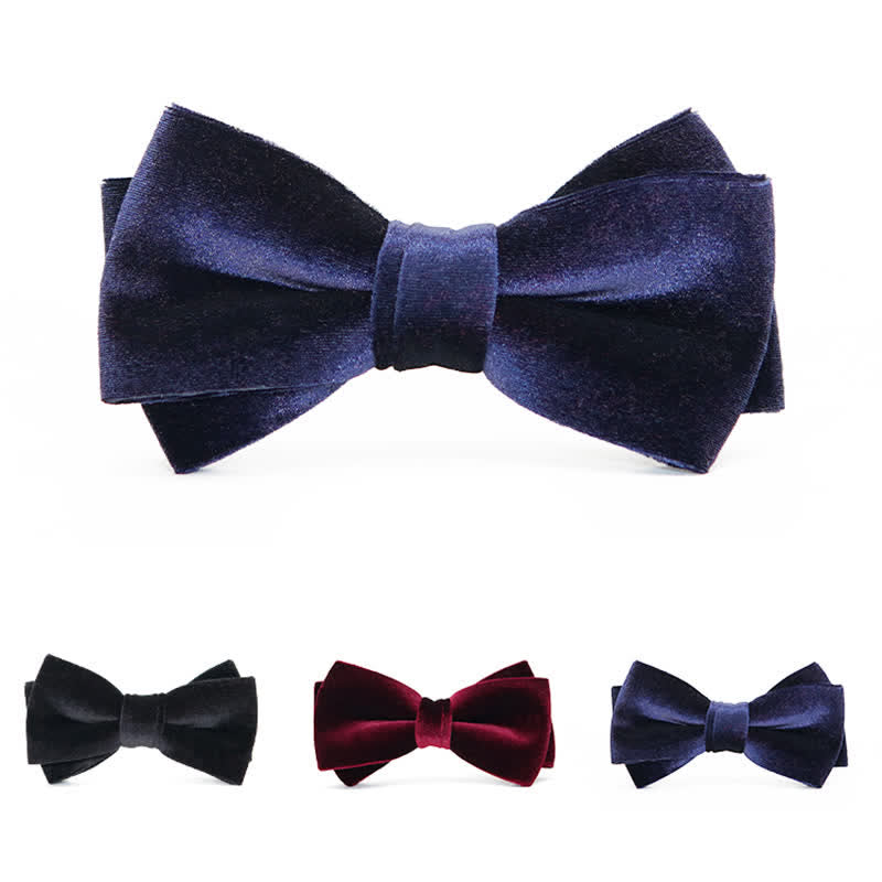 Men's Luxurious Double Layers Velvet Bow Tie