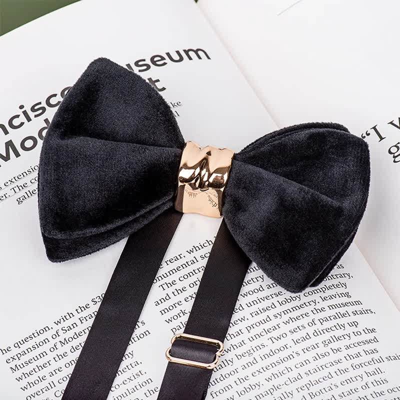 Men's Rose-gold Metal Velvet Butterfly Style Bow Tie