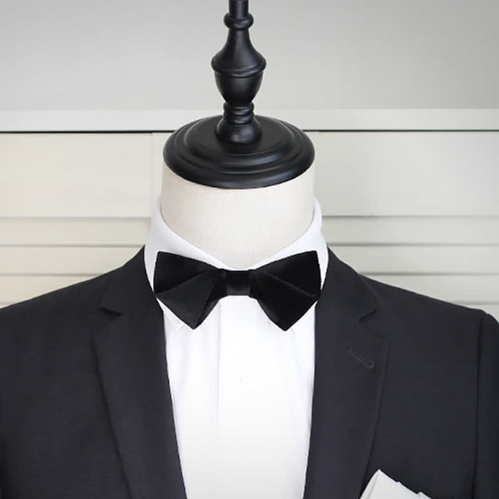 Men's Noble Solid Black Velvet Wedding Bow Tie