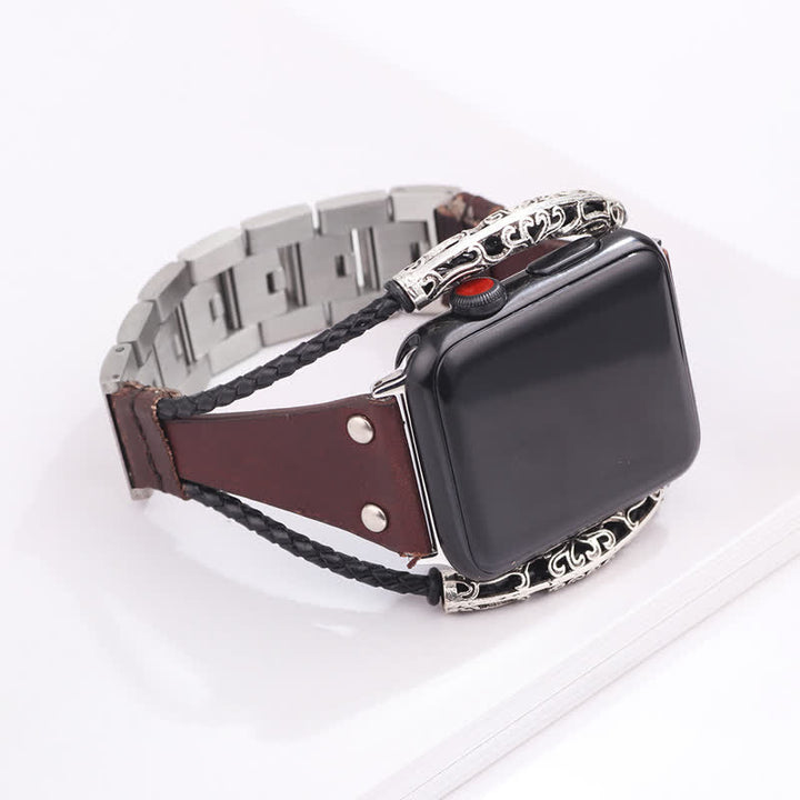 Boho Stainless Steel Chain Leather Watch Band