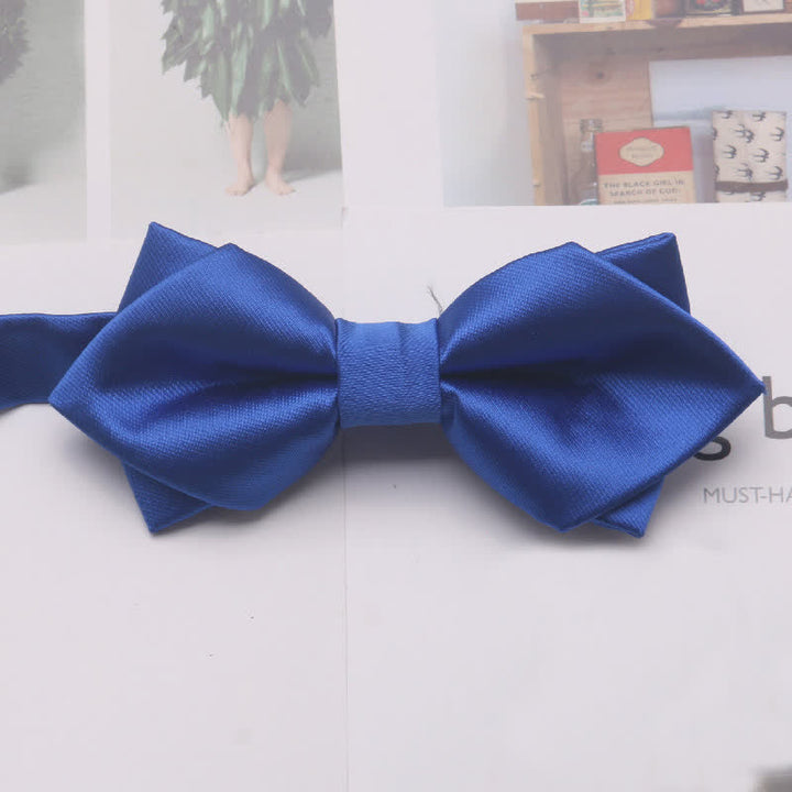 Men's Casual Solid Color Double Layered Pointed Bow Tie