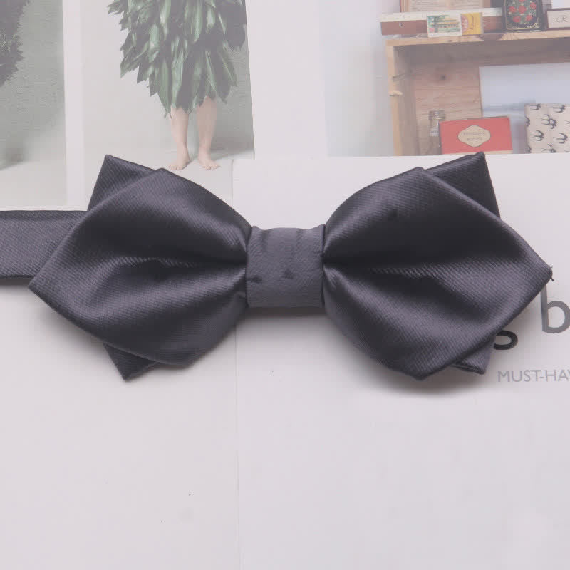 Men's Casual Solid Color Double Layered Pointed Bow Tie