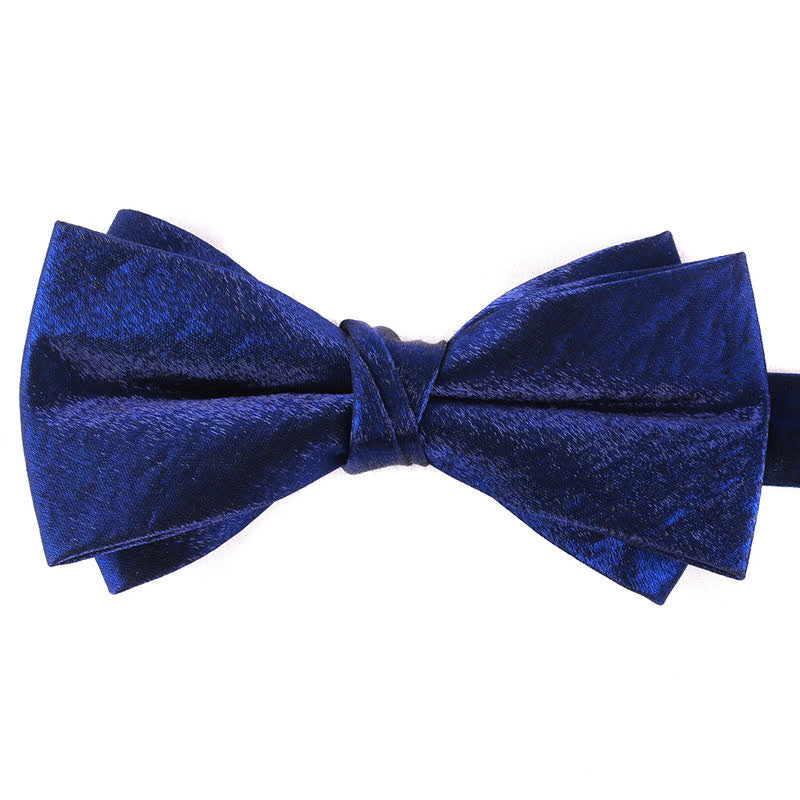 Men's Gloss Double Layer Solid Color Bow Tie