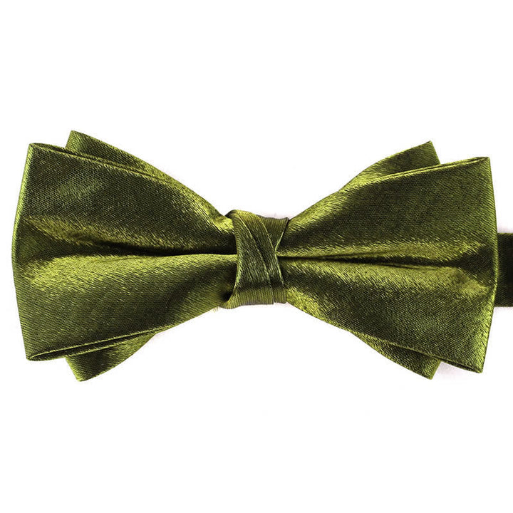 Men's Gloss Double Layer Solid Color Bow Tie