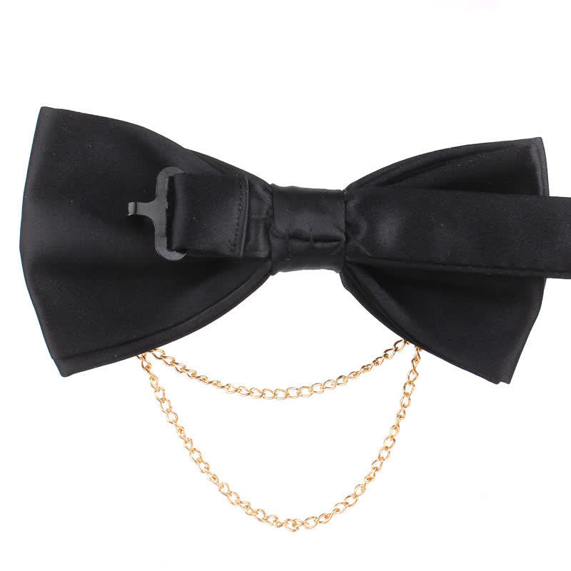 Men's Elegant Rose Golden Chain Decoration Bow Tie