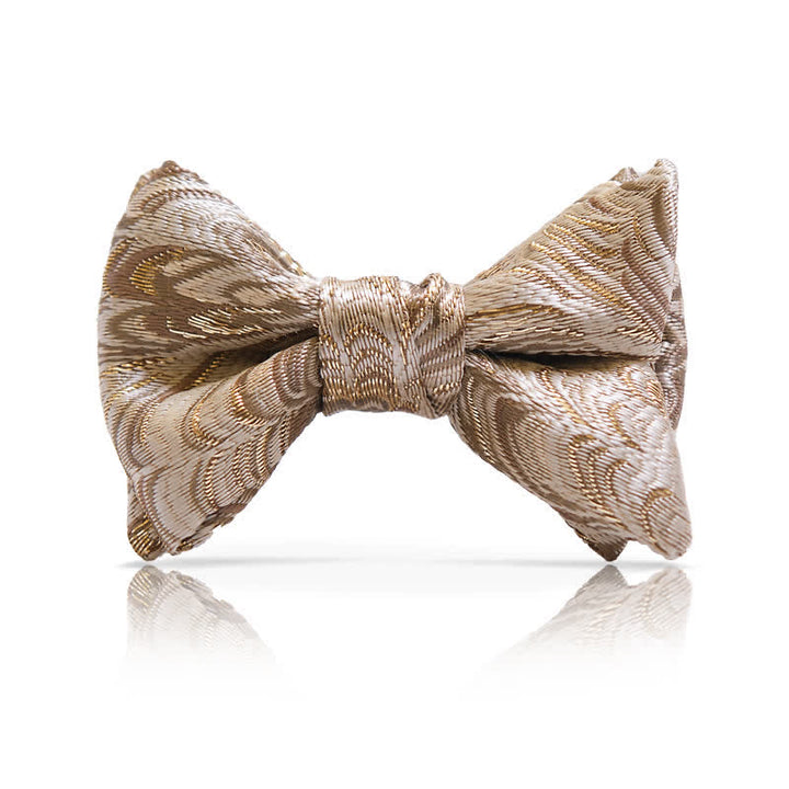 Men's Gold Jacquard Luxury Fishtail Oversized Pointed Bow Tie