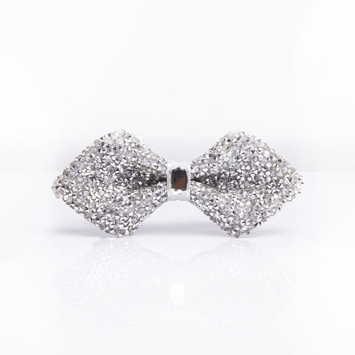 Men's Sparkling White Rhinestones Gem Bow Tie