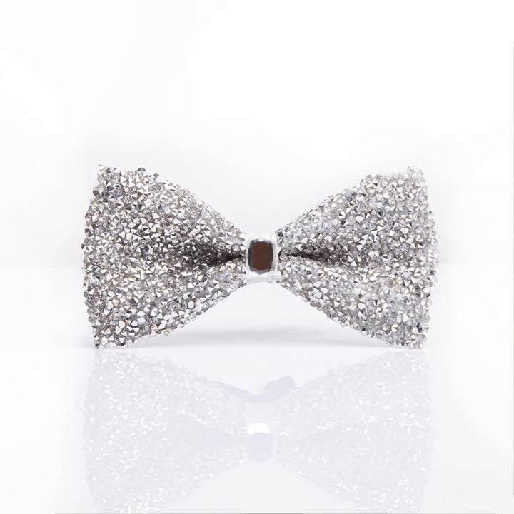 Men's Sparkling White Rhinestones Gem Bow Tie