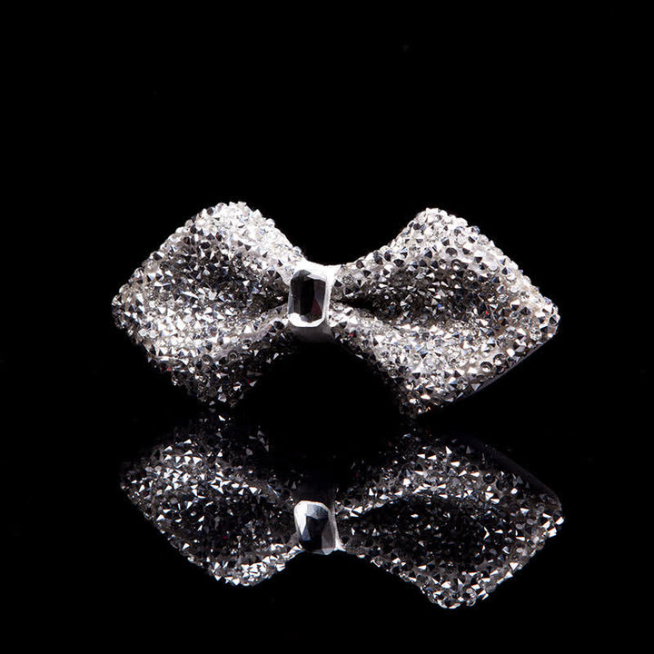 Men's Sparkling White Rhinestones Gem Bow Tie