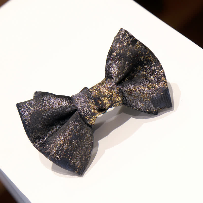 Men's Vintage Shiny Light Golden Threads Bow Tie