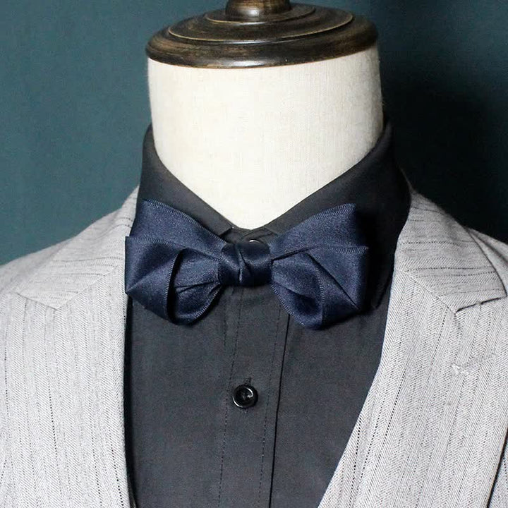 Men's Simple Trendy Soild Color Suit Shirt Bow Tie