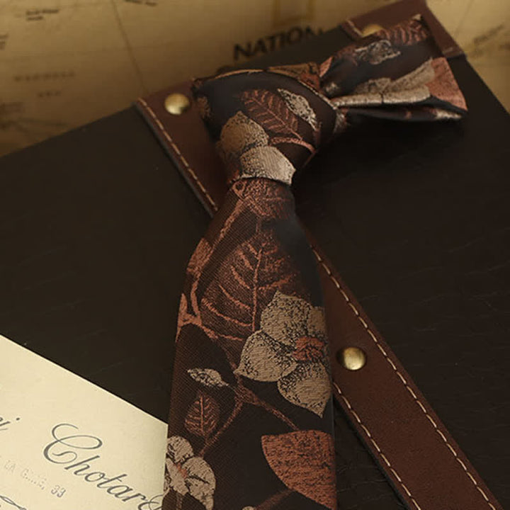 Men's Floral Printed Formal Dress Shirt Necktie