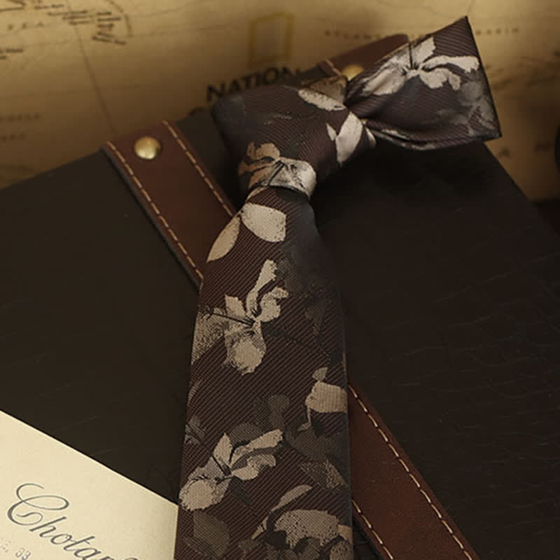 Men's Floral Printed Formal Dress Shirt Necktie