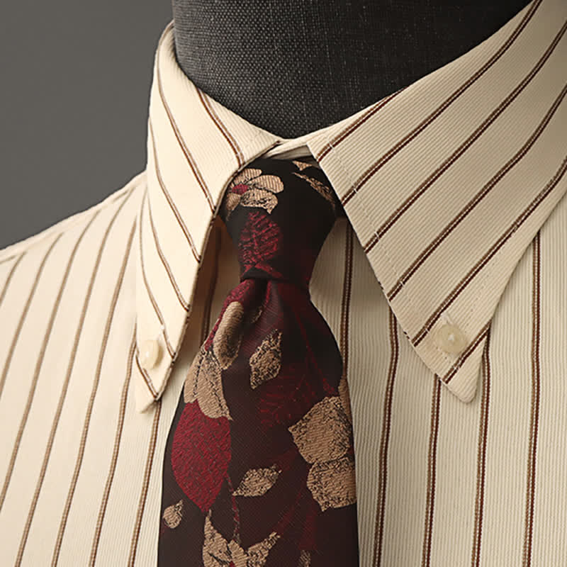 Men's Floral Printed Formal Dress Shirt Necktie