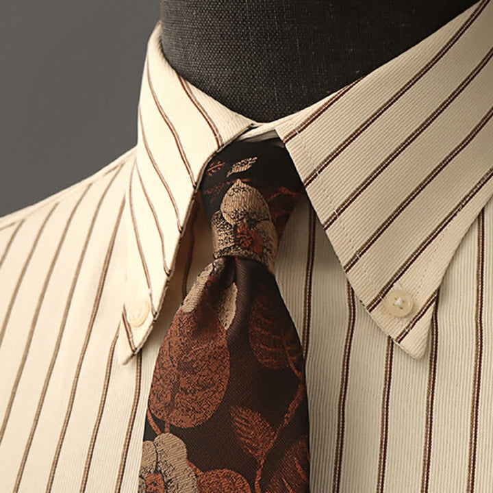 Men's Floral Printed Formal Dress Shirt Necktie