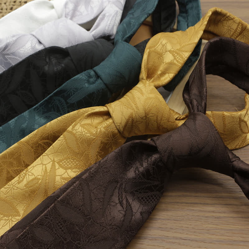 Men's Casual Floral Jacquard Leaves Pattern Necktie - image 1