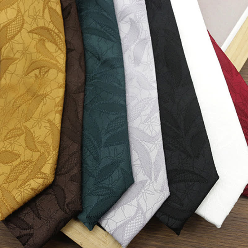 Men's Casual Floral Jacquard Leaves Pattern Necktie - image 3