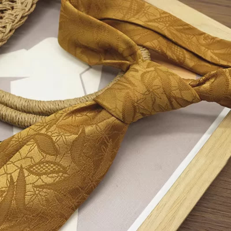 Men's Casual Floral Jacquard Leaves Pattern Necktie - image 8