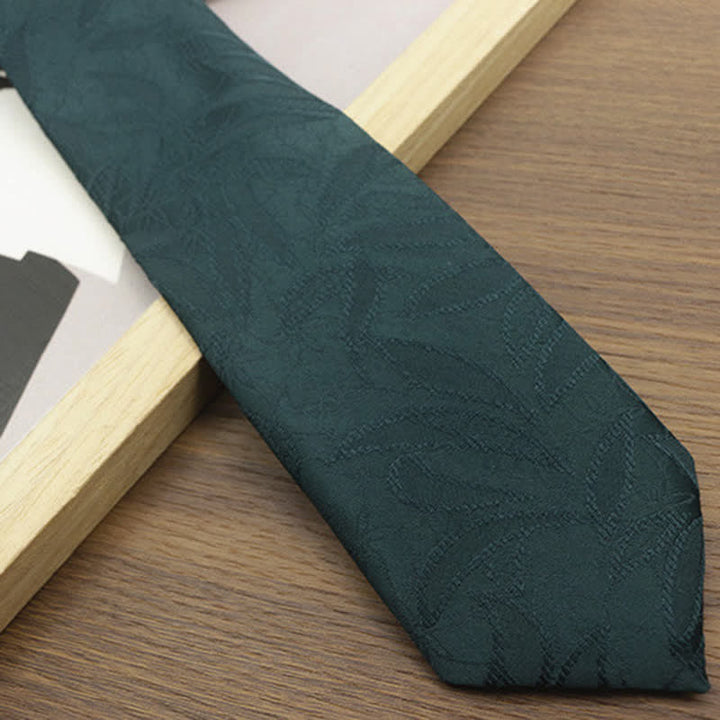 Men's Casual Floral Jacquard Leaves Pattern Necktie - image 4