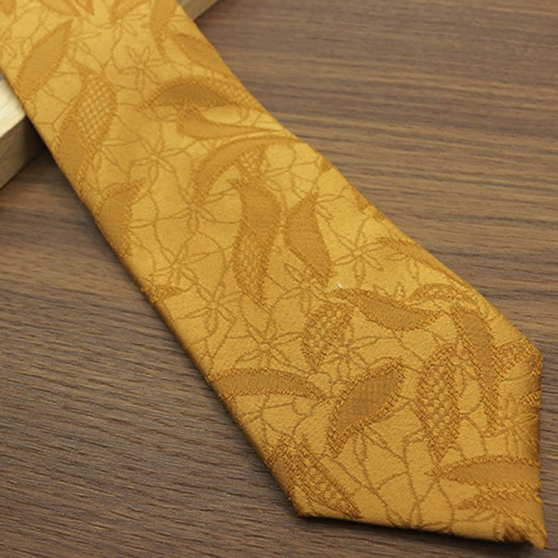 Men's Casual Floral Jacquard Leaves Pattern Necktie