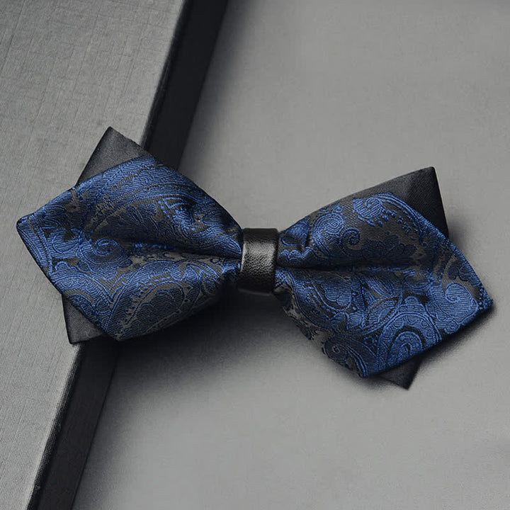 3Pcs Men's Exotic Paisley Double Pointed Bow Tie Set