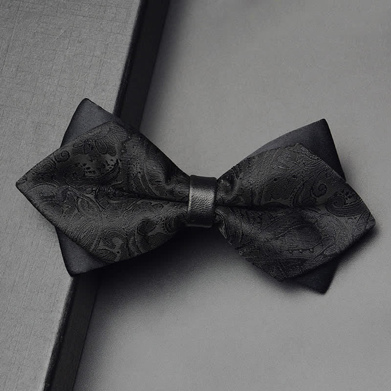 3Pcs Men's Exotic Paisley Double Pointed Bow Tie Set