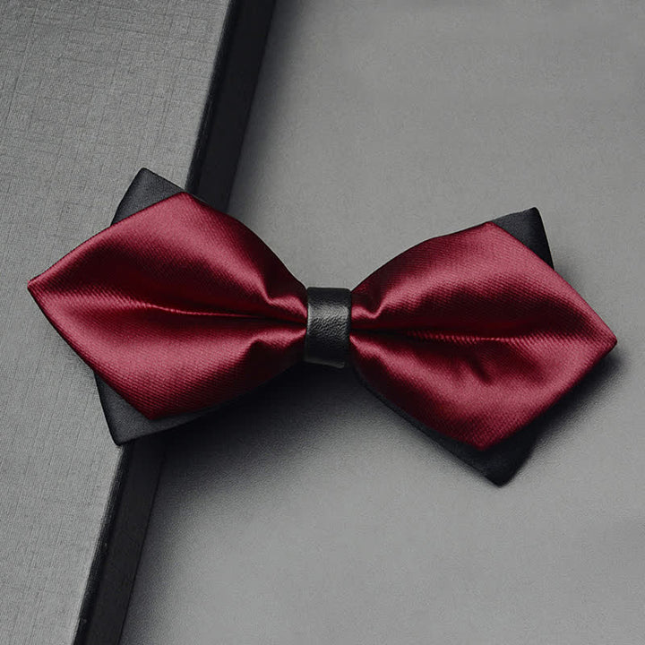 3Pcs Men's Classic Double Layered Pointed Bow Tie Set