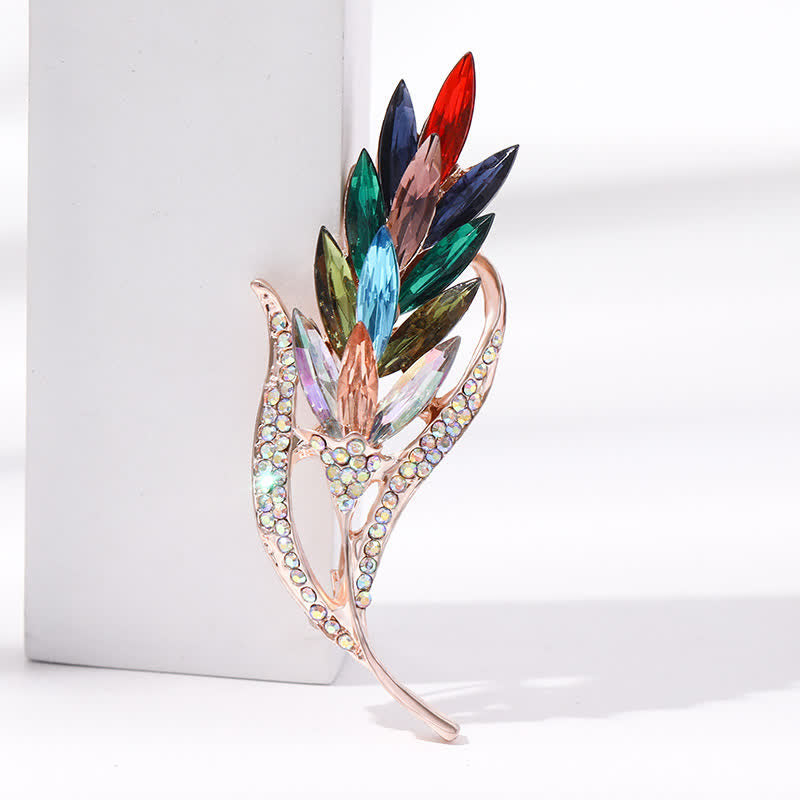 Women's Golden Wheat Ear Rhinestone Brooch