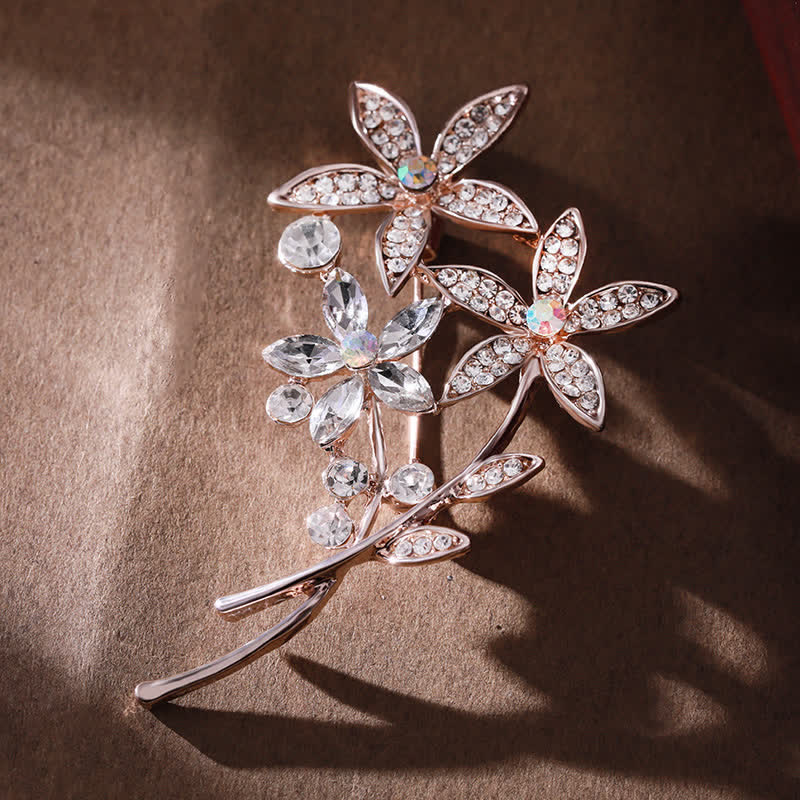 Women's Sparkling Rhinestone Flower Brooch