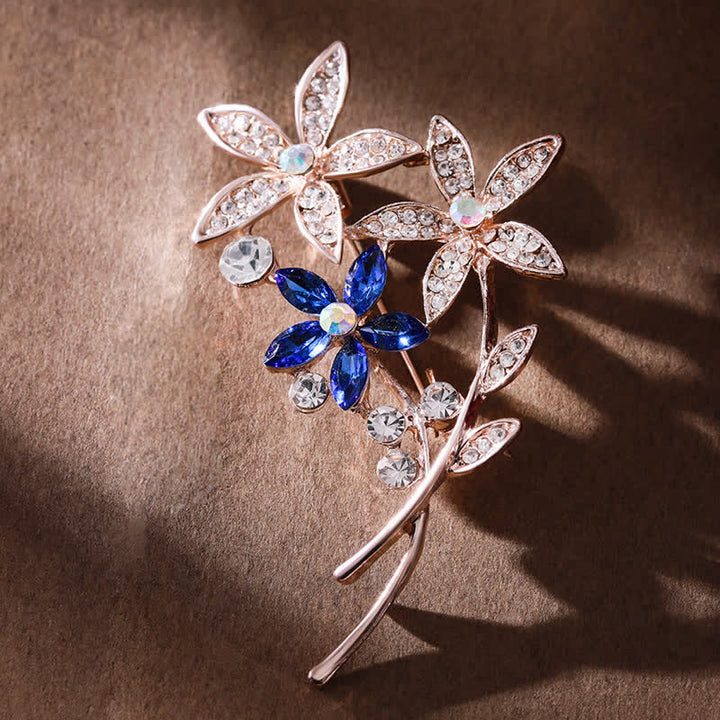 Women's Sparkling Rhinestone Flower Brooch