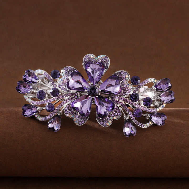 Women's Elegant Floral Sparkly Crystal Hair Clip