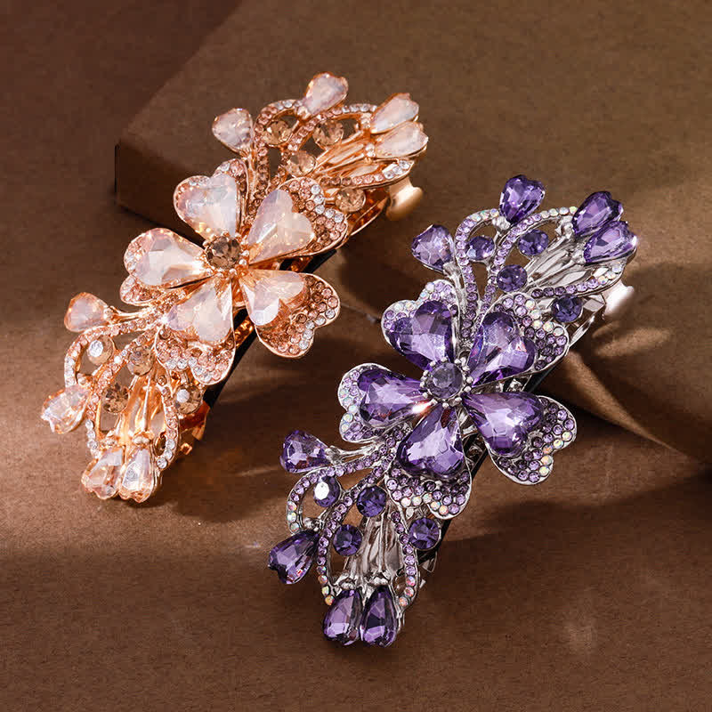 Women's Elegant Floral Sparkly Crystal Hair Clip