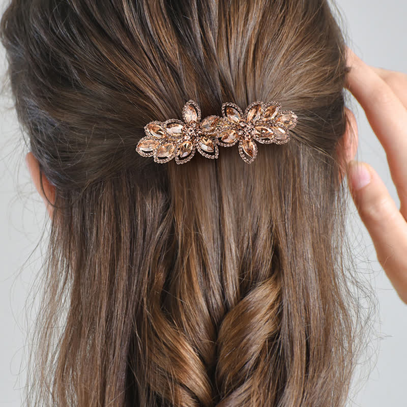 Women's Retro Crystal Flower Spring Hair Clip