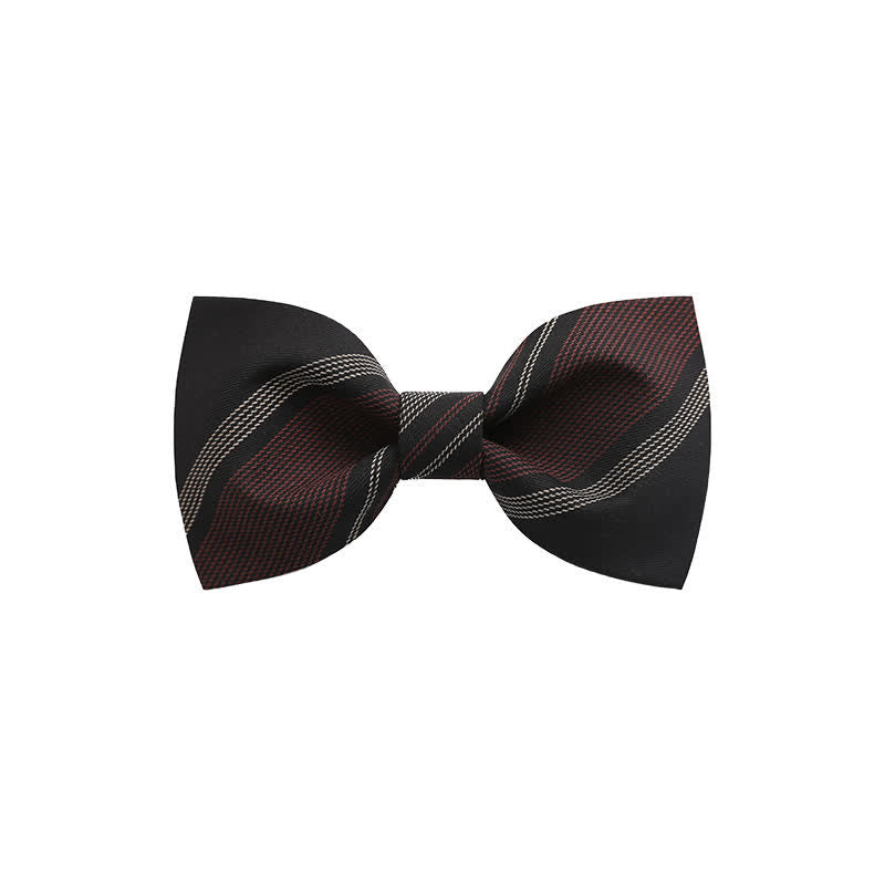 Men's Burgundy & Black Striped Formal Bow Tie