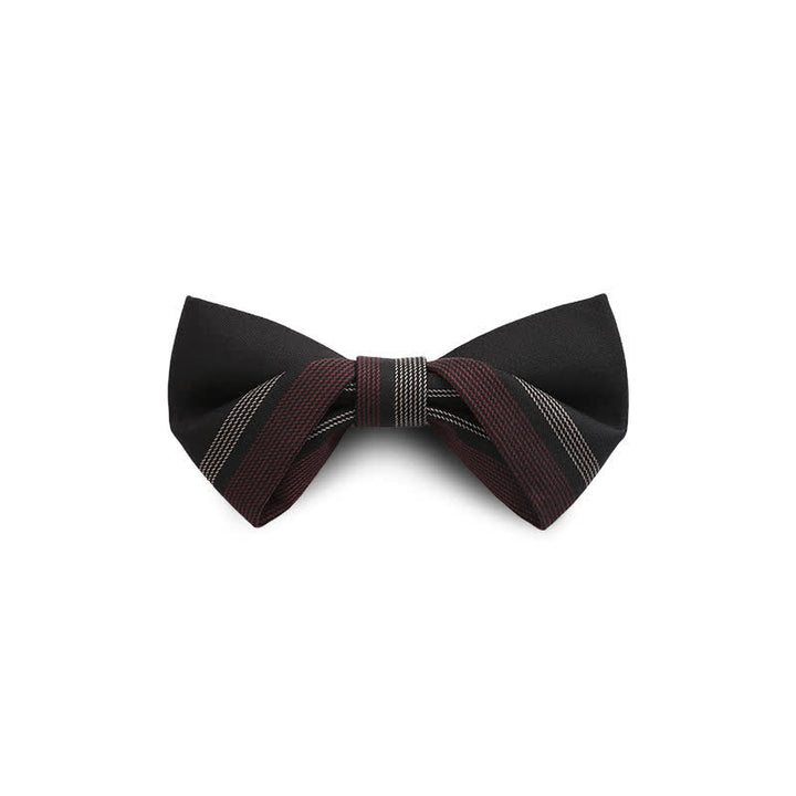 Men's Burgundy & Black Striped Formal Bow Tie