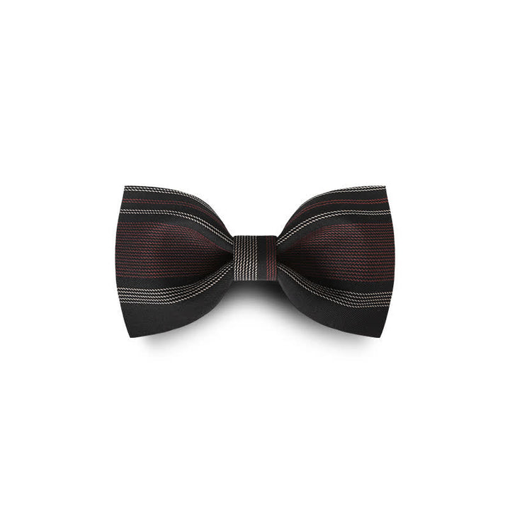 Men's Burgundy & Black Striped Formal Bow Tie