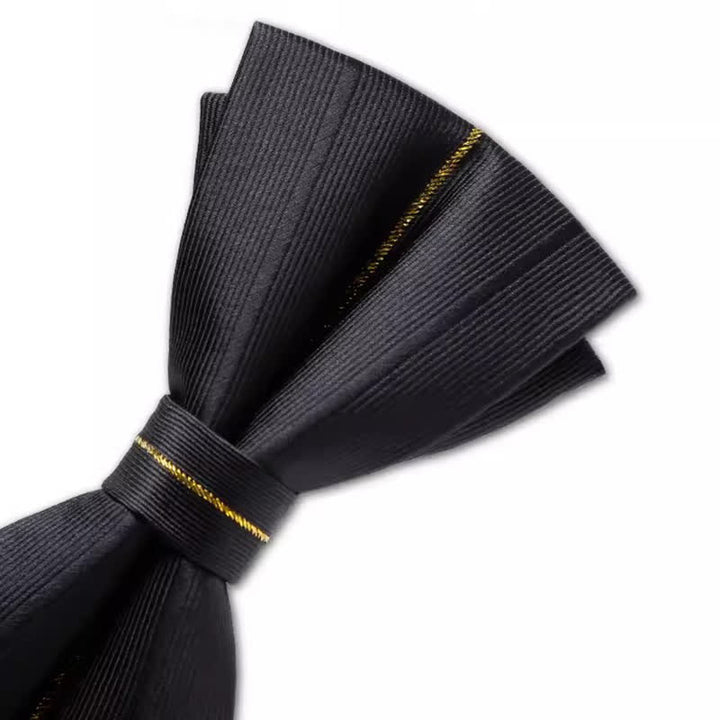 Men's Golden Thread Decor Double Layered Bow Tie