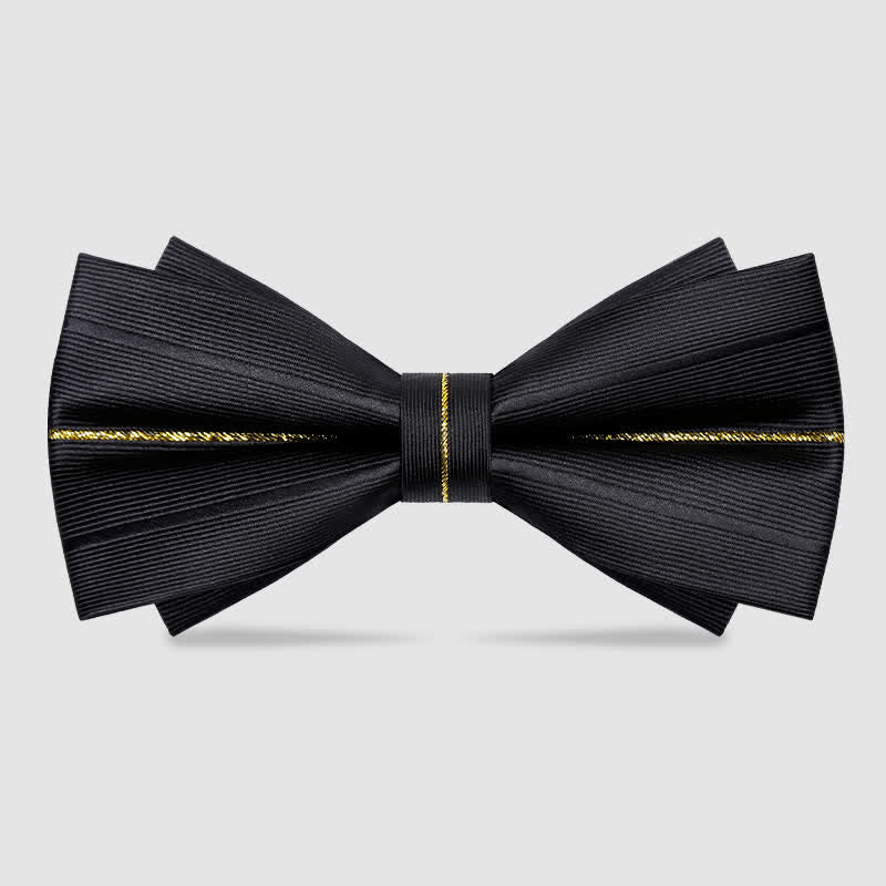 Men's Golden Thread Decor Double Layered Bow Tie