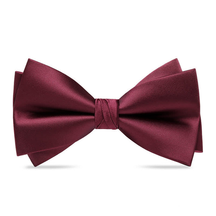 Men's Red Black Double-Layered Wedding Groom Bow Tie