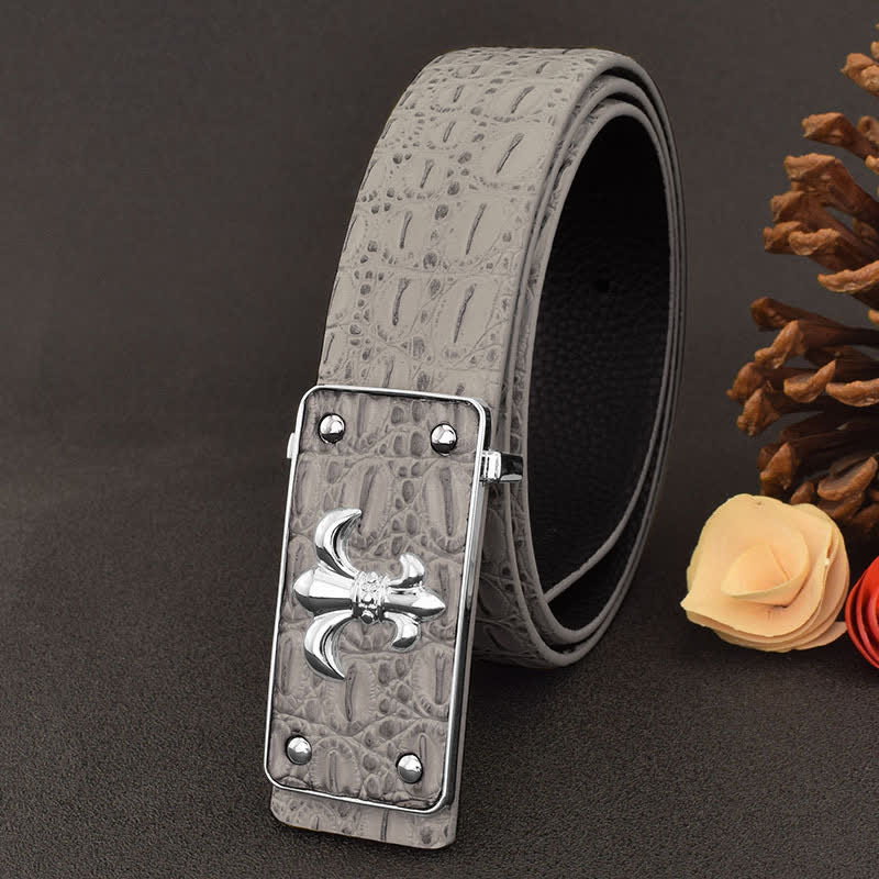 Men's Crocodile Printed Embossed Strap Leather Belt