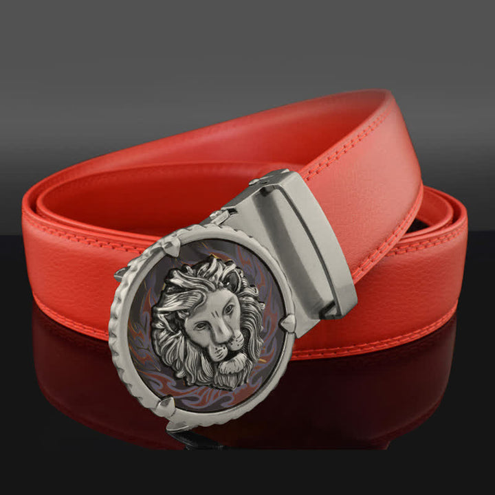 Men's Retro Lion Head Automatic Buckle Leather Belt