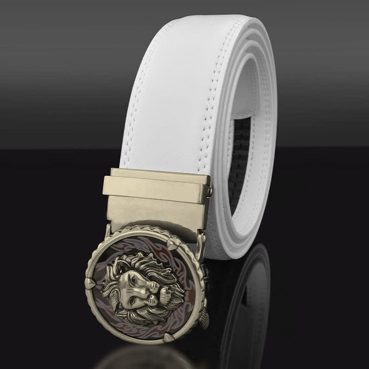 Men's Retro Lion Head Automatic Buckle Leather Belt