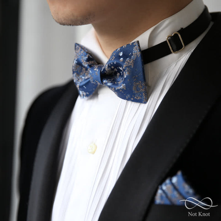 Men's Delicate Blue Floral Printed Bow Tie