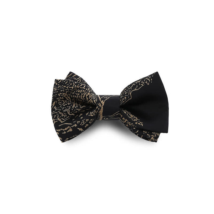 Men's Gold Painting Black Wedding Groom Bow Tie